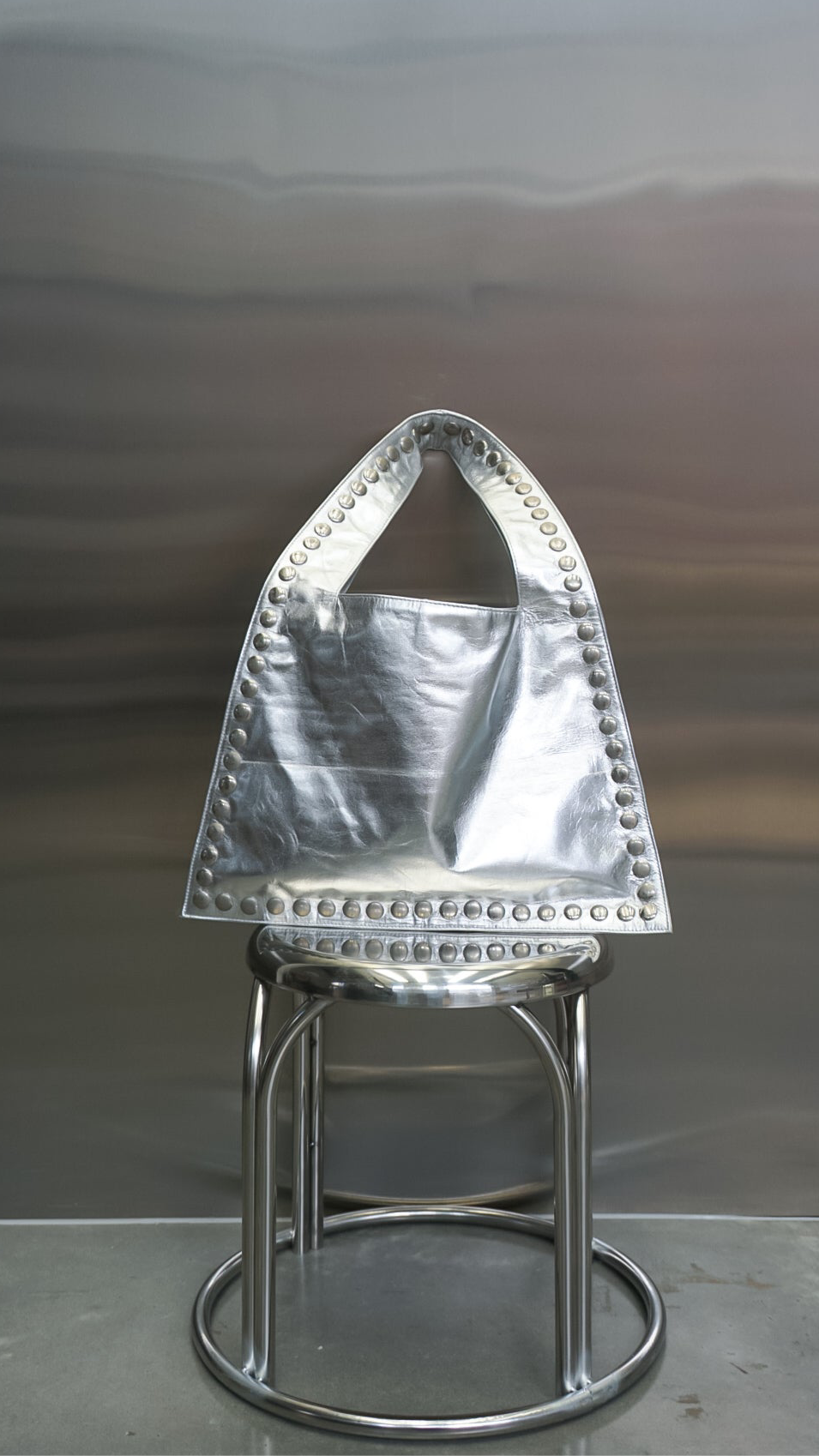 The Bridgette Studded Tote In Silver