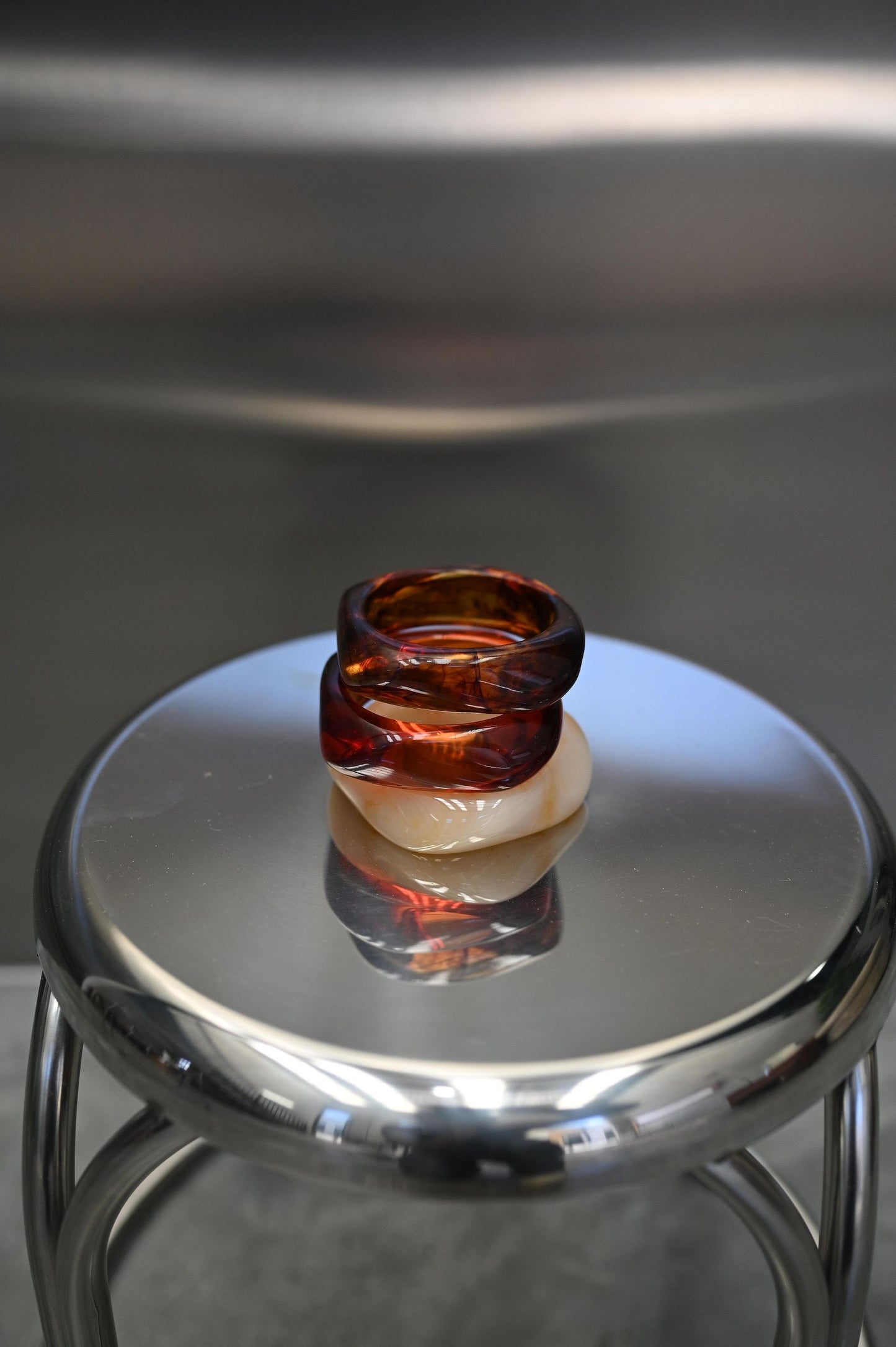 The Muse Resin Bangle Set In Tortoise, Bone & Amber