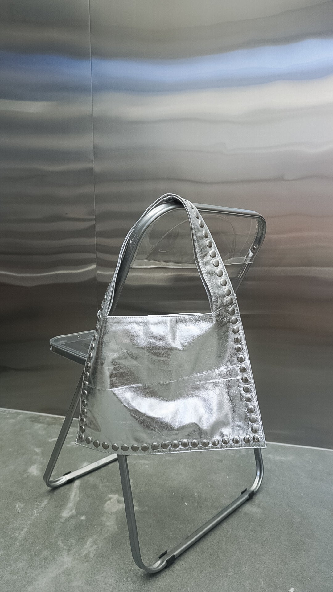 The Bridgette Studded Tote In Silver
