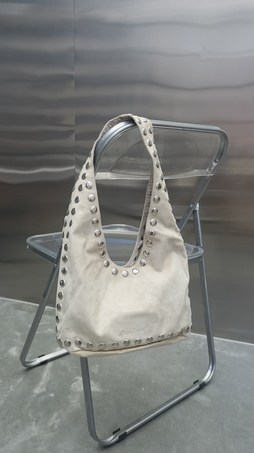 The Kate Studded Slouch Bag In Bone