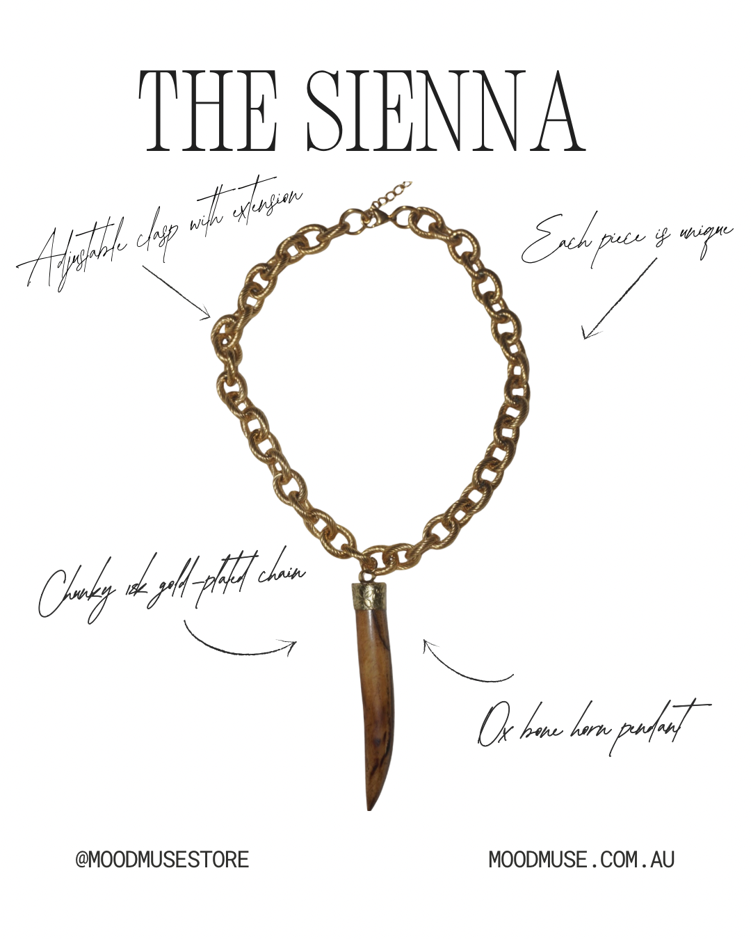 The Sienna Horn Necklace in Sandstone