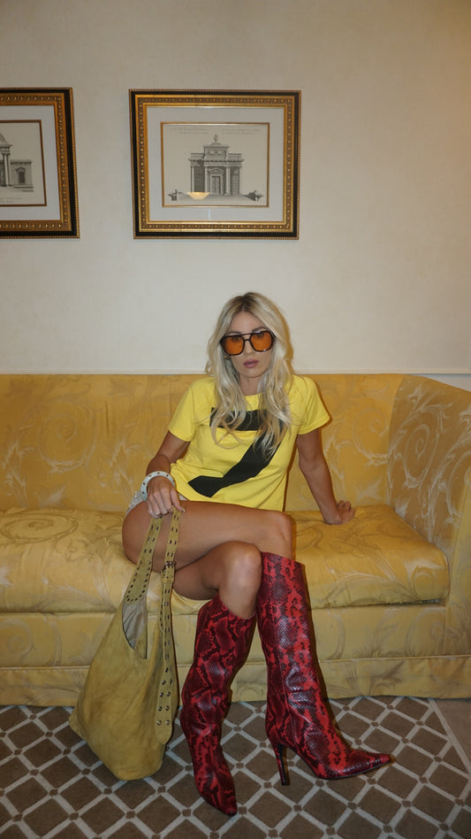 The Romy Riveted Hobo Bag in Mustard