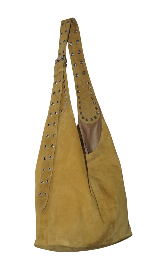 The Romy Riveted Hobo Bag in Mustard
