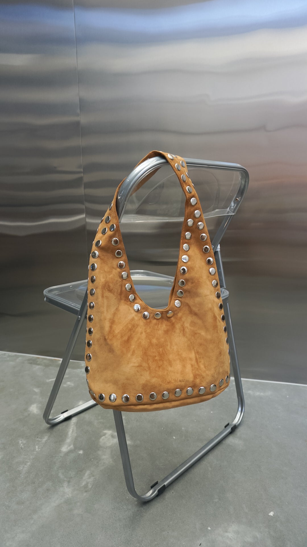 The Kate Studded Slouch Bag In Tobacco