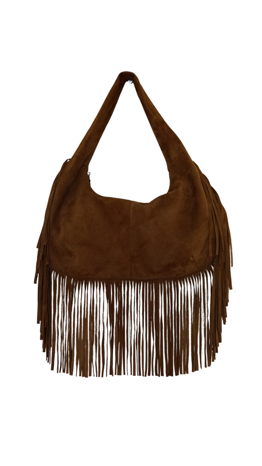 The Sienna Fringe Bag in Tobacco Suede