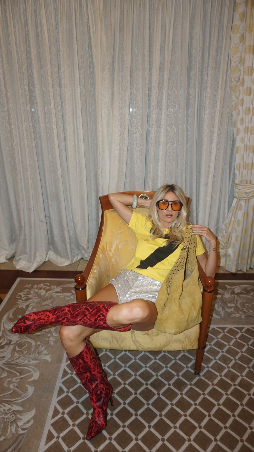 The Romy Riveted Hobo Bag in Mustard