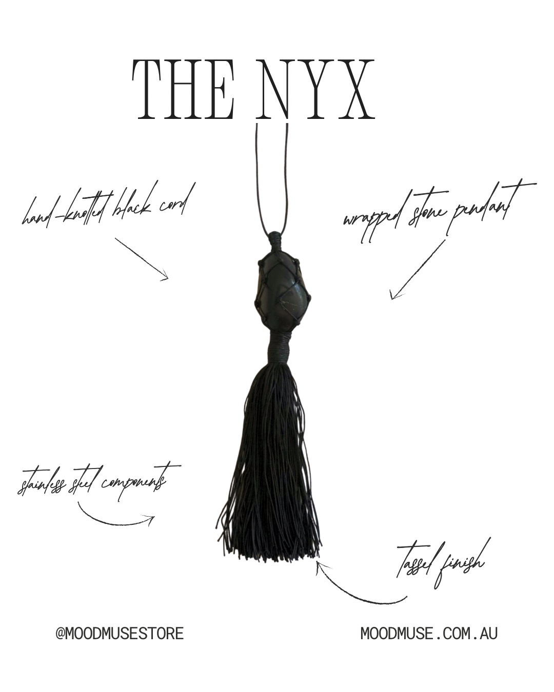 The Nyx Wrapped Black Stone Pendant Necklace