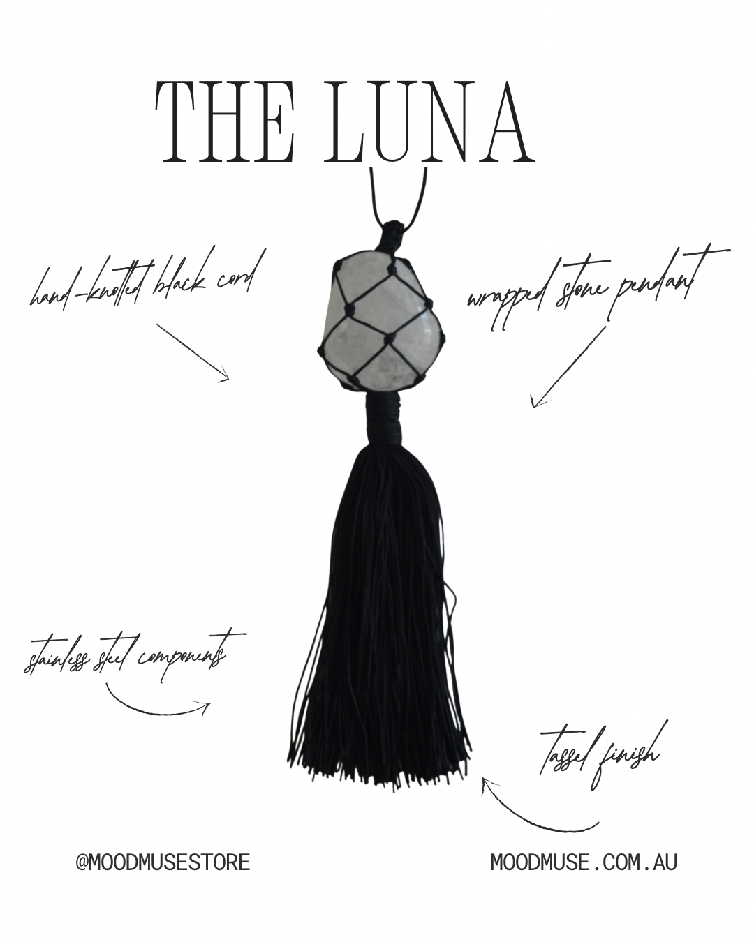 The Luna Wrapped Quartz Pendant Necklace