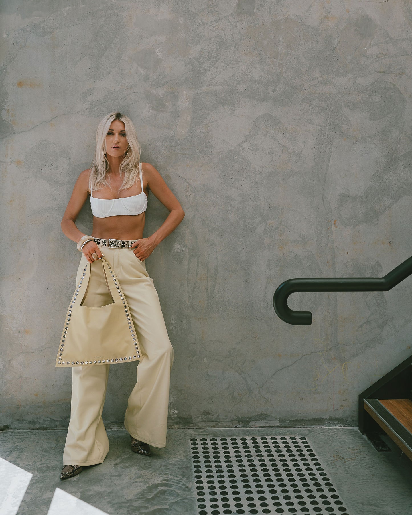 The Bridgette Studded Tote In Butter